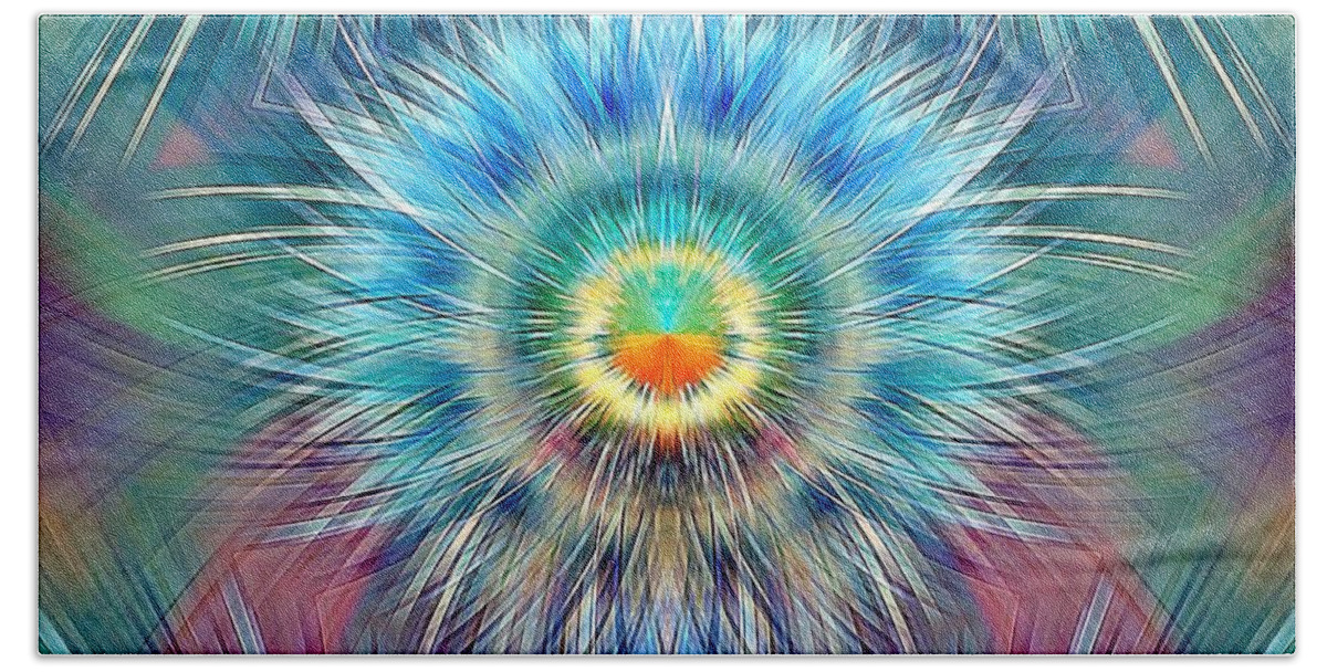 Sunburst Hand Towel featuring the digital art Sunplosion 2 Symmetry by David Manlove