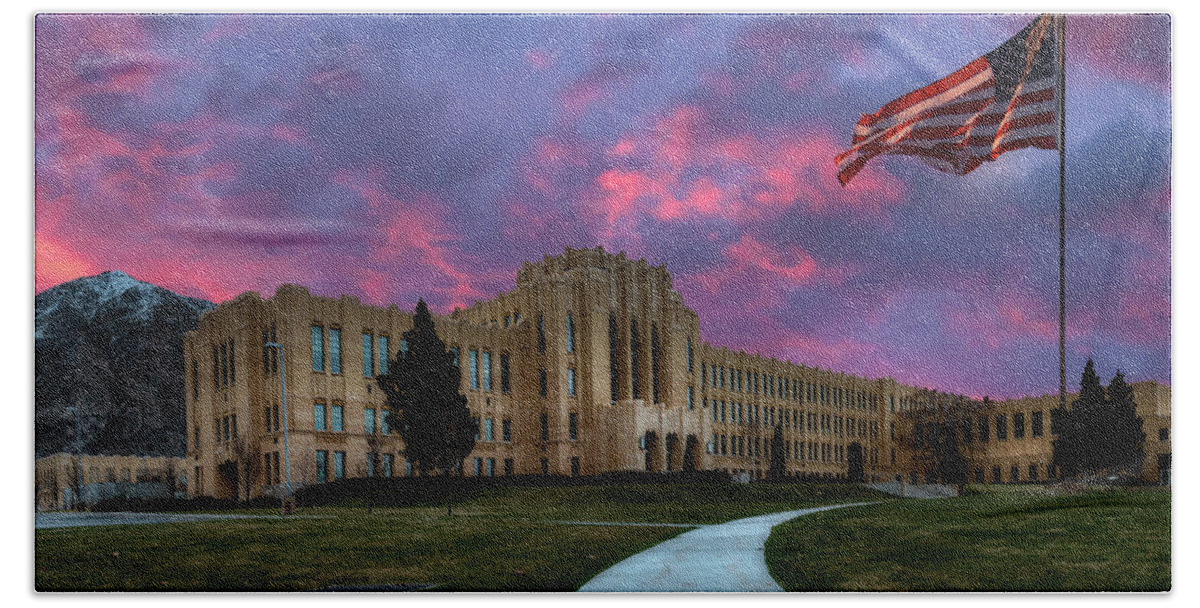 Ogden Hand Towel featuring the photograph Sunrise at Ogden High School by Michael Ash