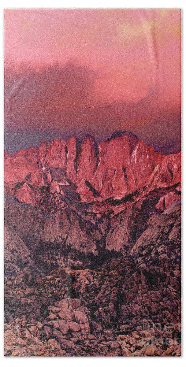 Dave Welling Bath Towel featuring the photograph Sunrise Storm Clouds Alabama Hills California by Dave Welling