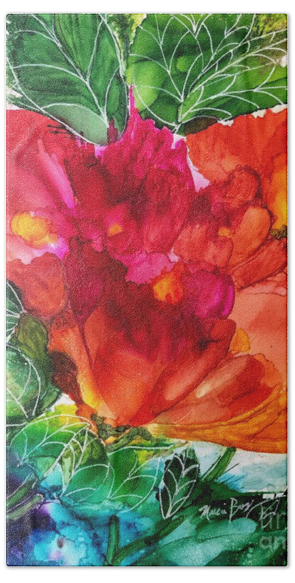 Flowers Bath Towel featuring the painting Sunset Bouquet by Marcia Breznay