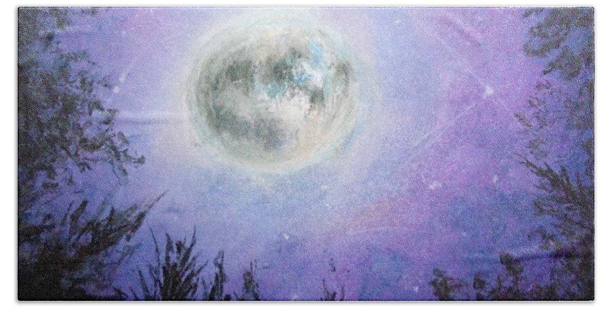 Sparkling Moon Bath Towel featuring the painting Sunset Dreams by Jen Shearer