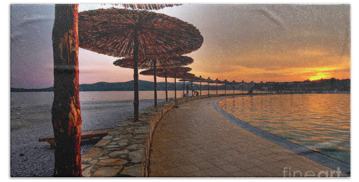 Croatia Hand Towel featuring the photograph Sunset in Sibenik - Croatia by Paolo Signorini