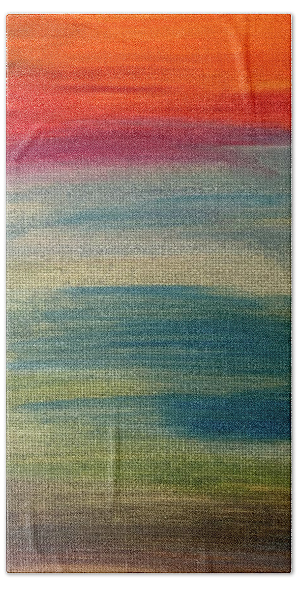 Oil Hand Towel featuring the painting Sunset by Lisa White