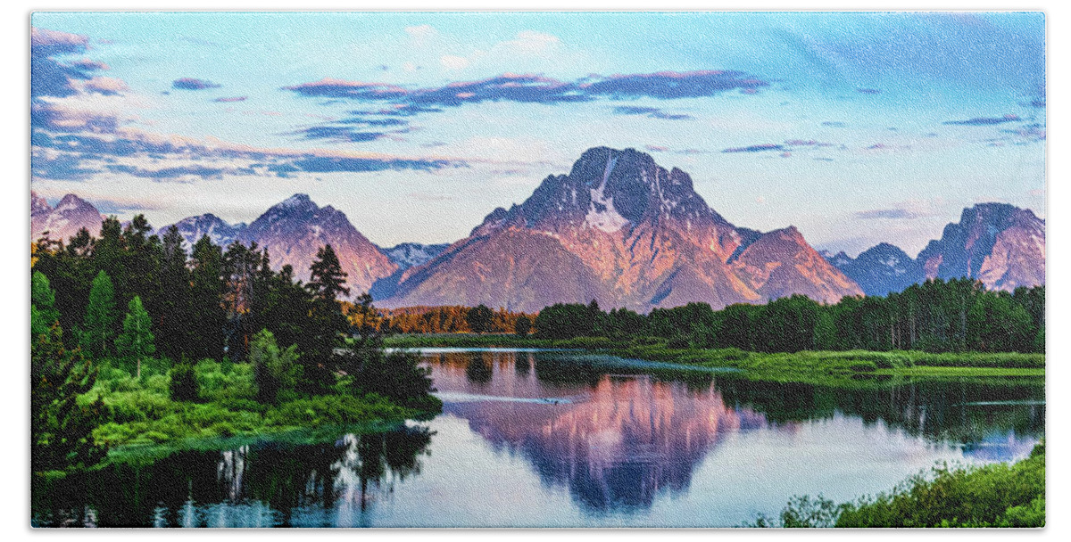 Landscape Bath Towel featuring the photograph Snake River at Oxbow Bend #2 by Moris Senegor