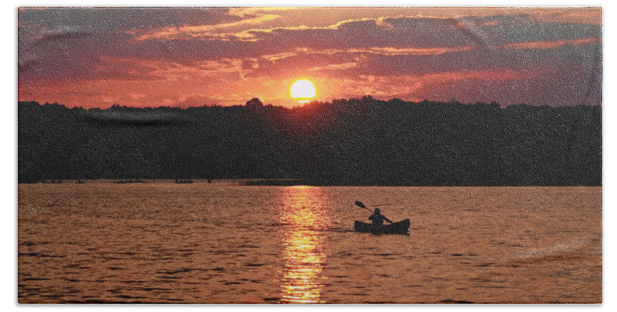 Lake Bath Towel featuring the photograph Sunset on Nimisila Lake by Mary Walchuck