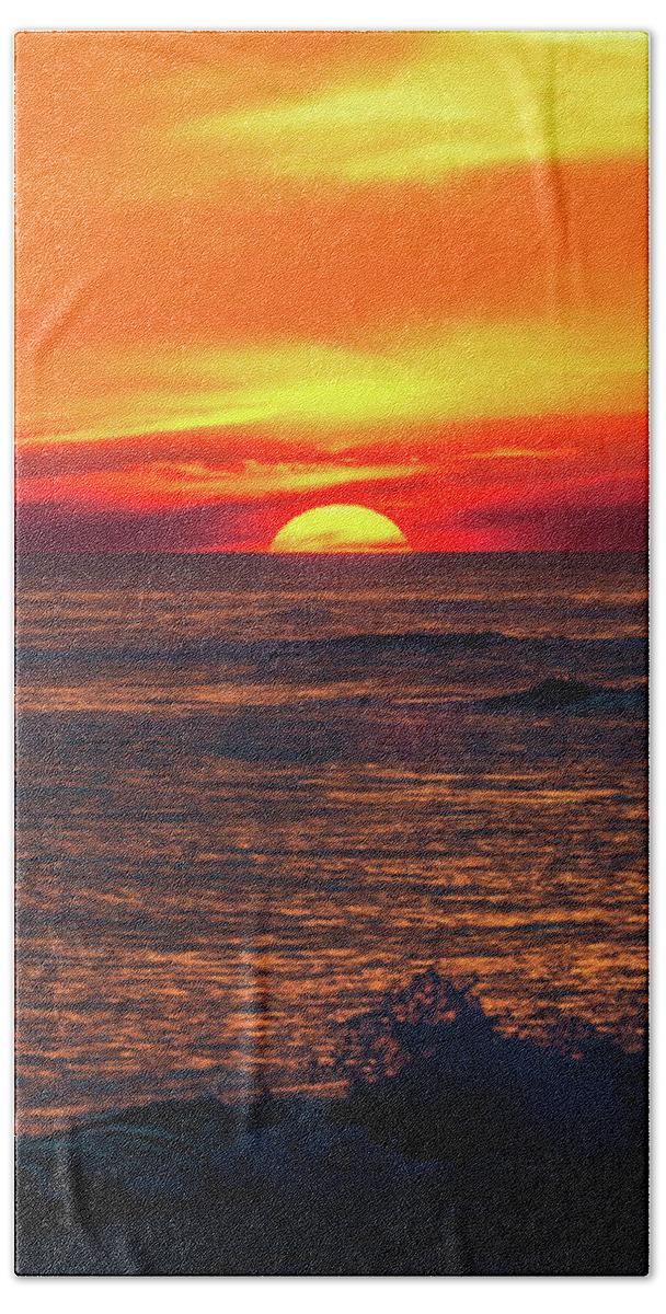 Sun Hand Towel featuring the photograph Sunset on the Horizon, Perdido Key, Florida by Beachtown Views