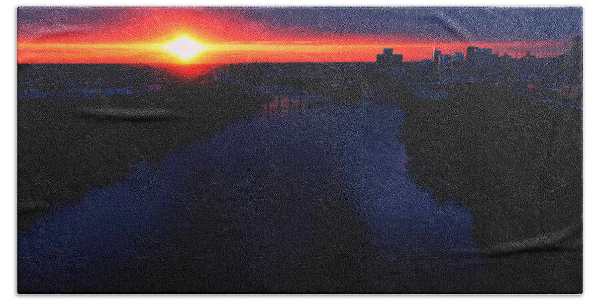  Bath Towel featuring the photograph Sunset on the James by Stephen Dorton