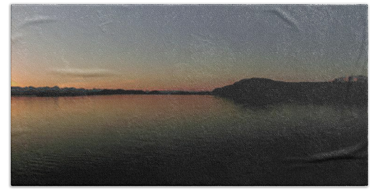 #juneau #douglas #alaska #ak #tours #cruise #sunset #calm #panorama #mendenhallglacier #vacation Bath Towel featuring the photograph Sunset over the Chilkats by Charles Vice