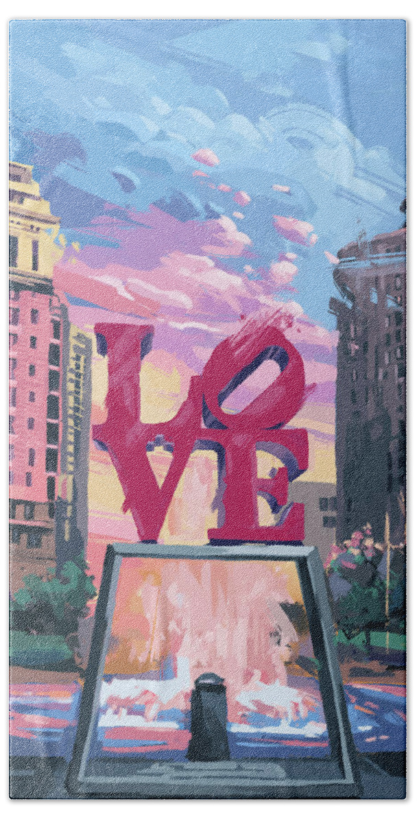 Philadelphia Bath Towel featuring the digital art Sunset Philly Love by Bekim M