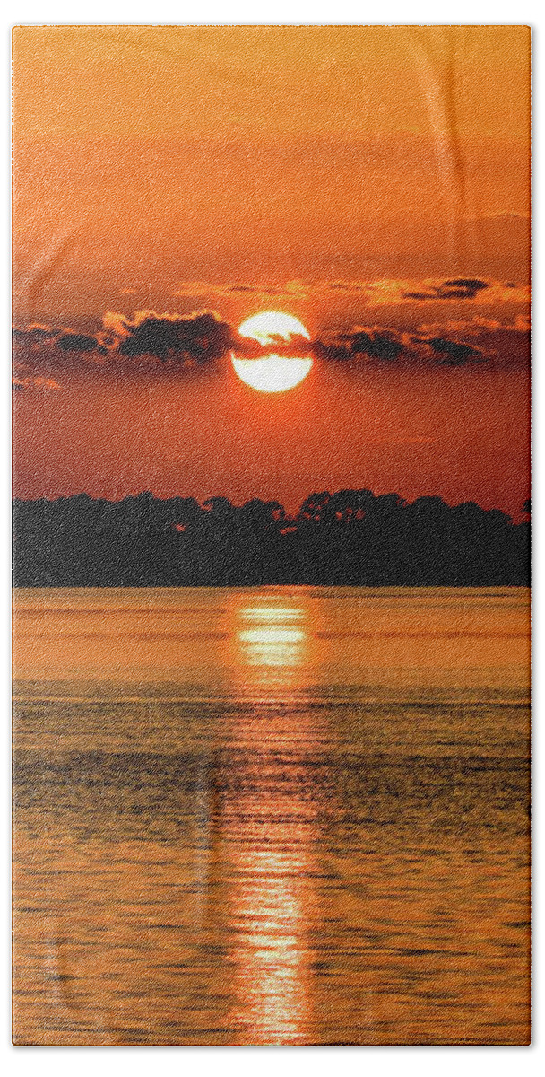 Sunset Hand Towel featuring the photograph Sunset Reflection on Pensacola Bay by Beachtown Views