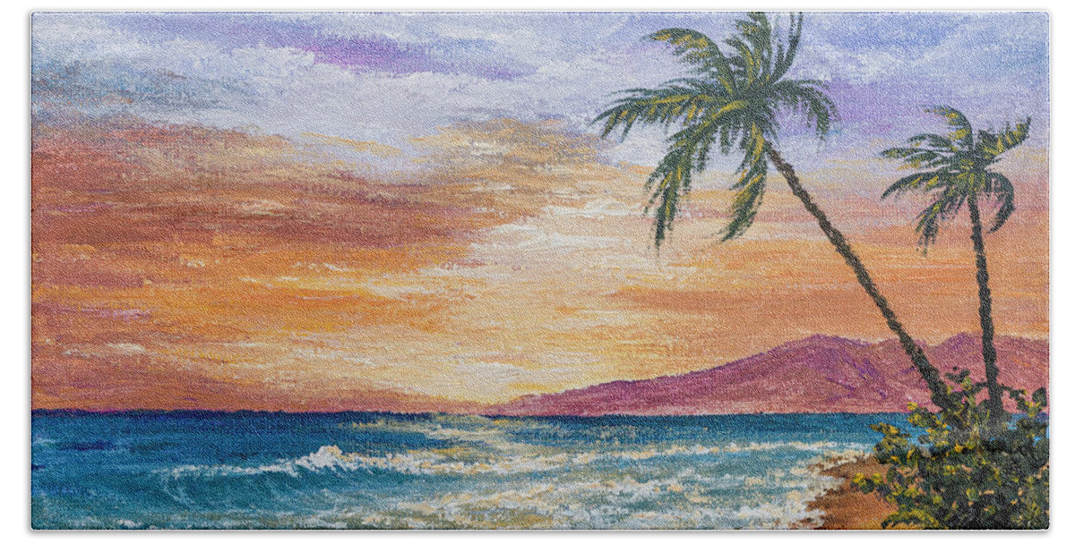 Seascape Bath Towel featuring the painting Sunset Reflections by Darice Machel McGuire