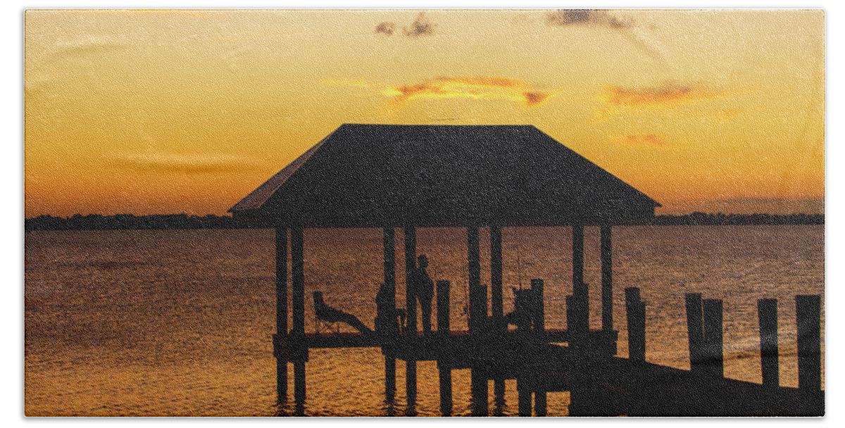 Sunset Hand Towel featuring the photograph Sunset Fishing Timeout by Blair Damson