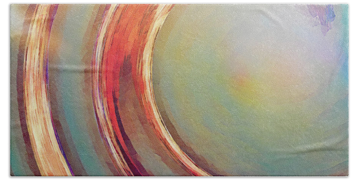 Wave Bath Towel featuring the digital art Sunset Wave Abstract by Gaby Ethington