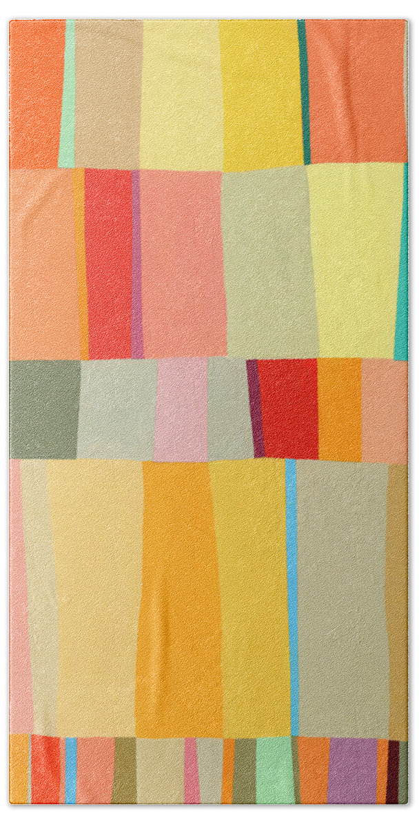 Jane Davies Hand Towel featuring the painting Sunshine Stripes by Jane Davies