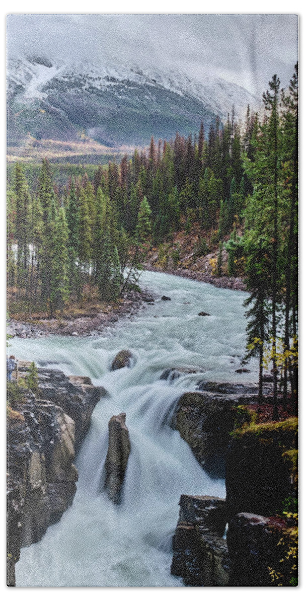 Voyage Jasper Banff 2021 Bath Towel featuring the photograph Sunwapta Falls Jasper by Carl Marceau