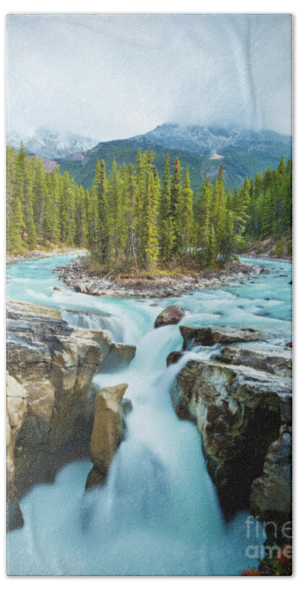 Sunwapta Falls Hand Towel featuring the photograph Sunwapta falls, Jasper National Park, Alberta, Canada by Neale And Judith Clark