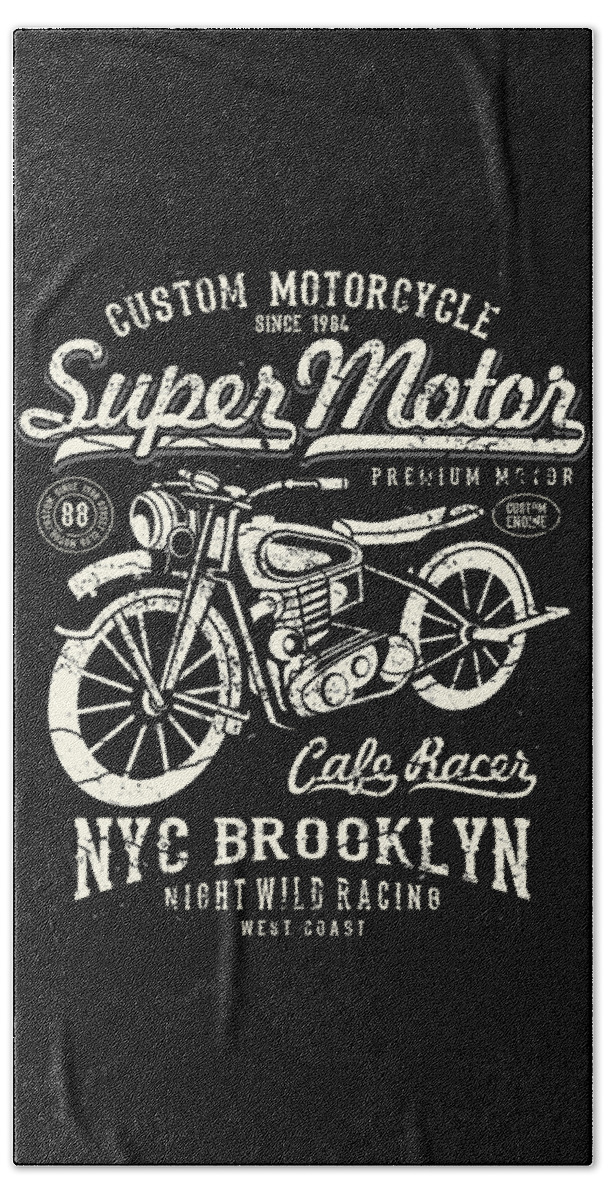 Dirtbike Hand Towel featuring the digital art Super Motor Custom Motorcycle NYC by Jacob Zelazny