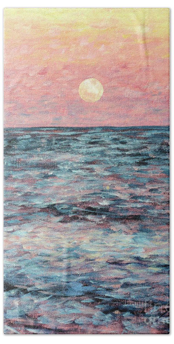 Supermoon Bath Towel featuring the painting Supermoon Over Brigantine by Zan Savage