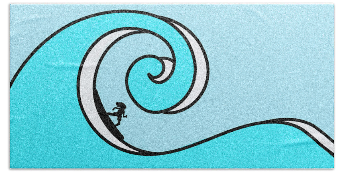 Surfer Hand Towel featuring the digital art Surfing the Wave by Barefoot Bodeez Art