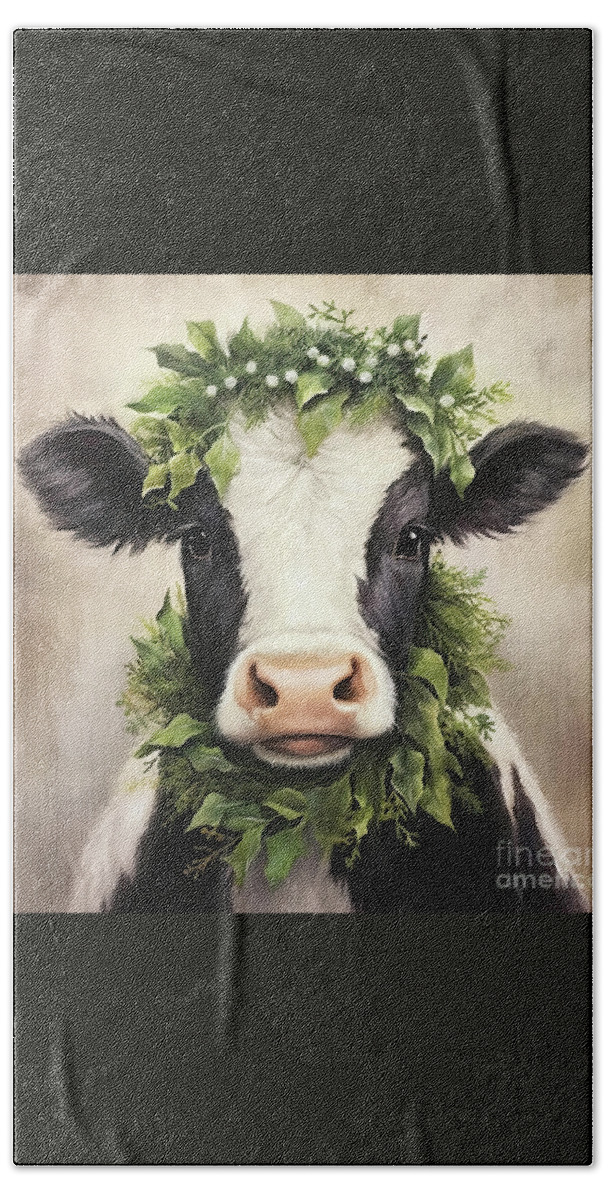 Cow Hand Towel featuring the painting Sweet Clarabelle by Tina LeCour