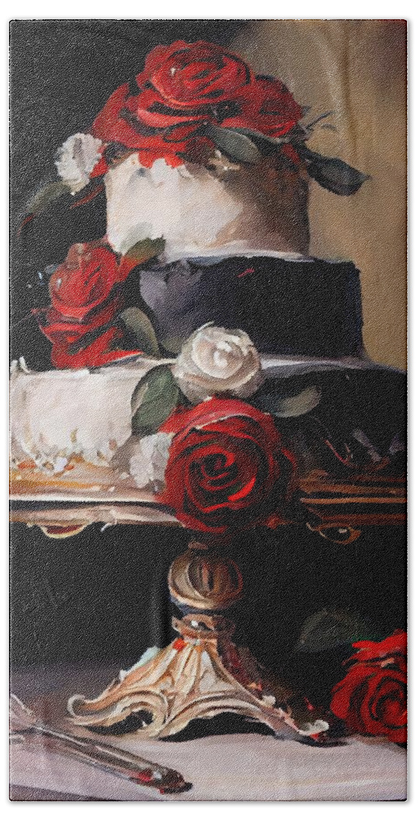 Fancy Cake Hand Towel featuring the painting Sweetness and Light IV by Mindy Sommers