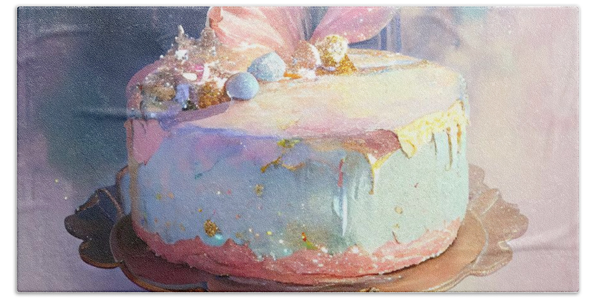 Fancy Cake Hand Towel featuring the painting Sweetness and Light XXVI by Mindy Sommers