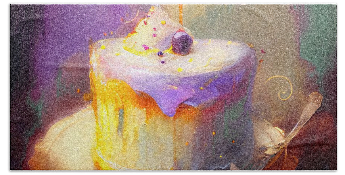 Fancy Cake Bath Towel featuring the painting Sweetness and Light XXVIII by Mindy Sommers