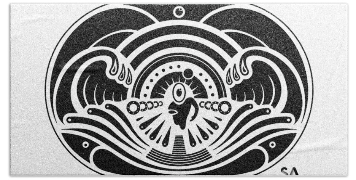 Black And White Hand Towel featuring the digital art Swimmer by Silvio Ary Cavalcante