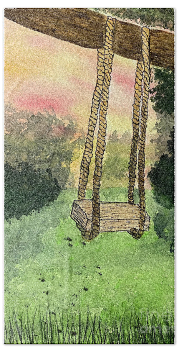Swing Bath Towel featuring the mixed media Swing by Lisa Neuman
