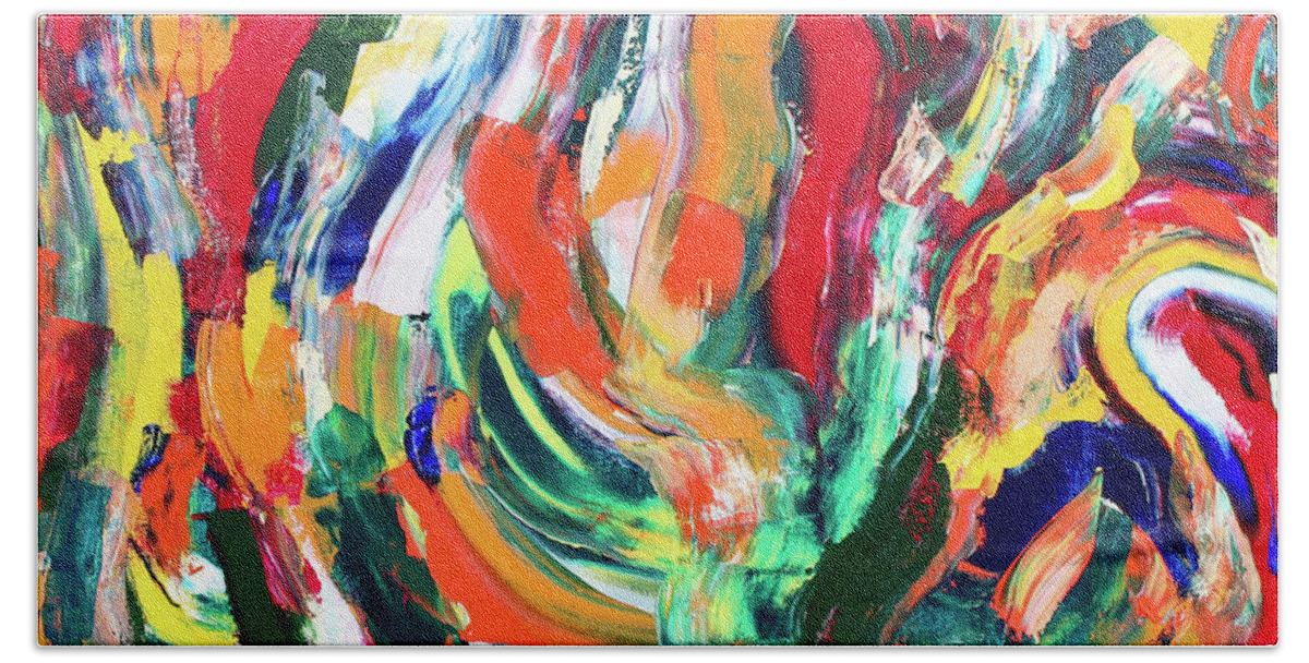 Abstract Bath Towel featuring the painting Swirl 2 by Teresa Moerer