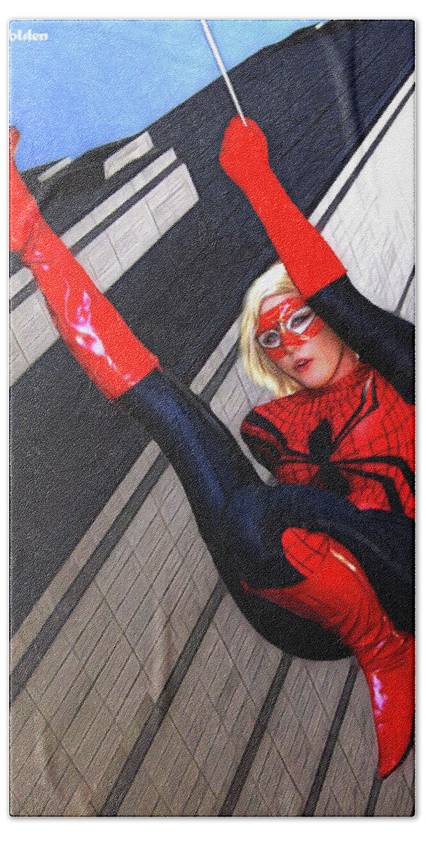 Spider Bath Towel featuring the photograph Take A Look Overhead by Jon Volden
