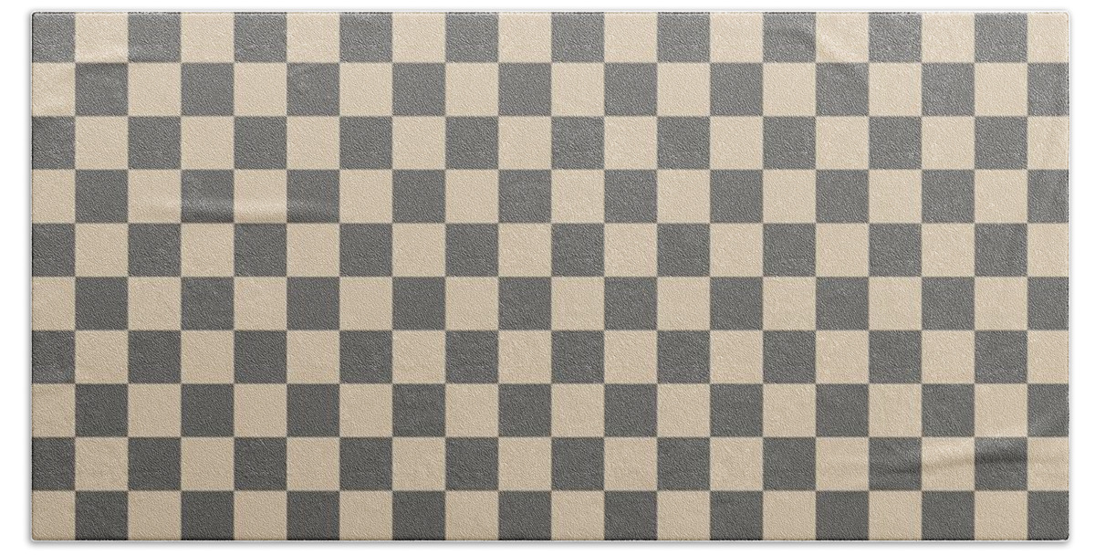Tan Brown And Blue grey Modern Checkered Checkerboard Bath Towel