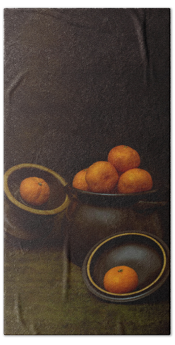 Still Life Hand Towel featuring the photograph Tangerines by Valentin Ivantsov