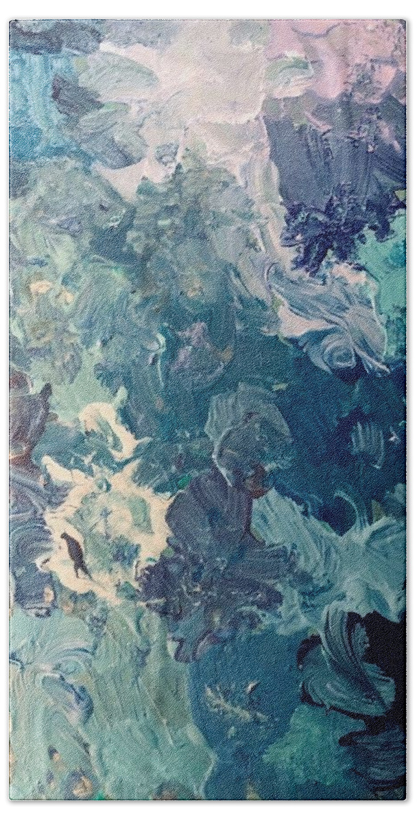 Blue Hand Towel featuring the painting Tangled Up in Blue by Leslie Porter