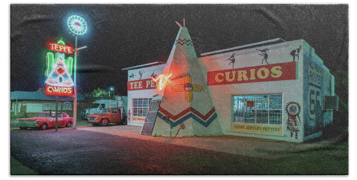 New Mexico Bath Towel featuring the photograph Tee Pee Curios by Tim Stanley