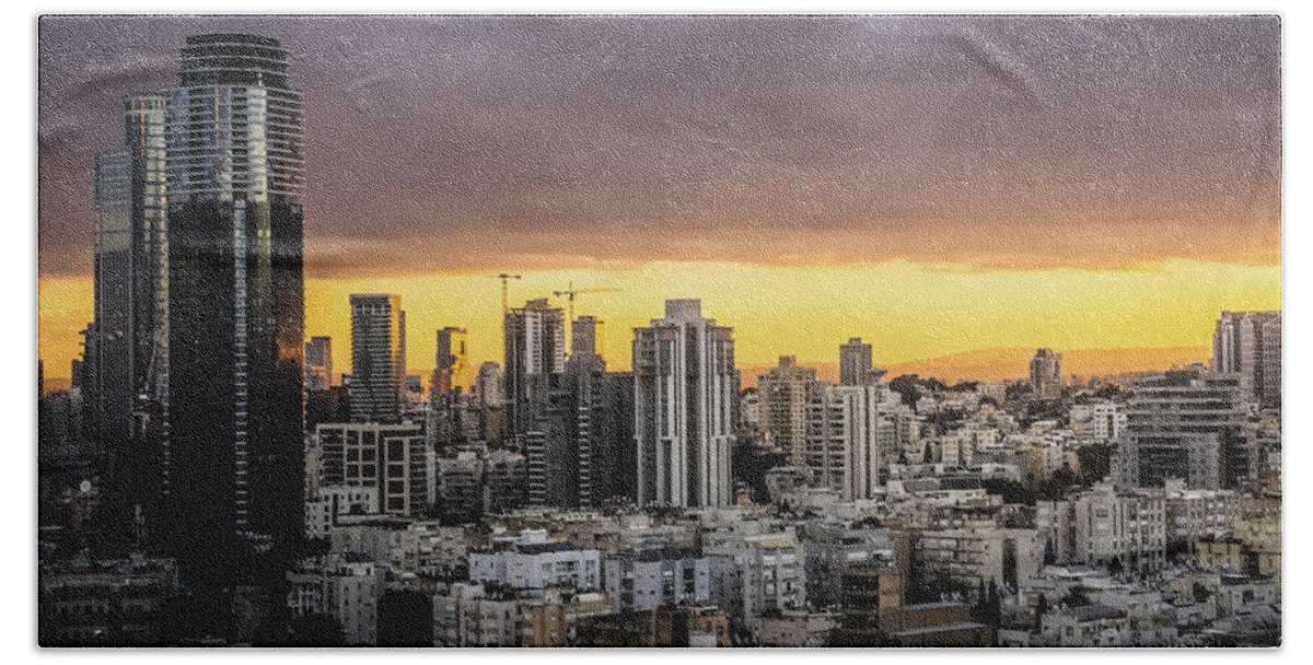 Tel Aviv Bath Towel featuring the photograph Tel Aviv Up High #5 by Mati Krimerman