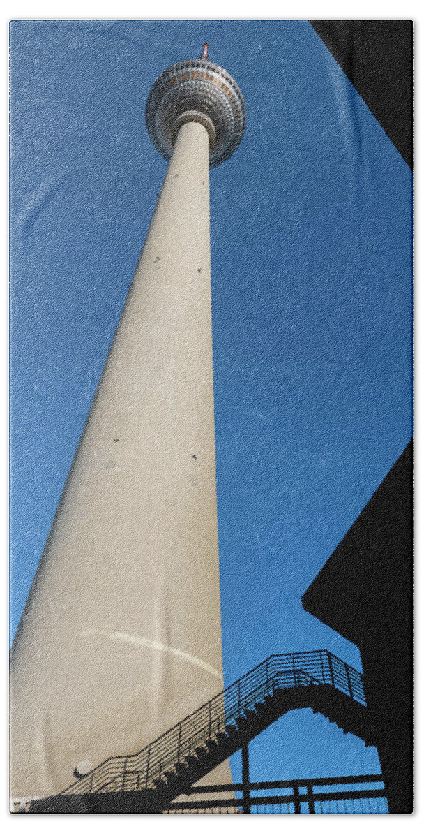 Television Bath Towel featuring the photograph Television Tower Abstract View In Berlin by Artur Bogacki