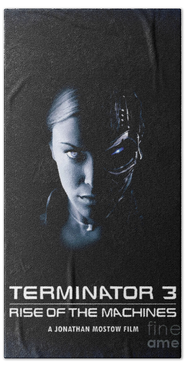 Movie Poster Hand Towel featuring the digital art Terminator 3 Rise Of The Machines by Bo Kev