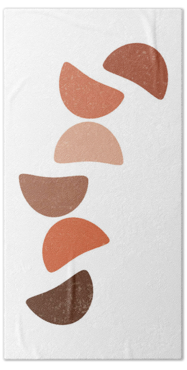 Terracotta Hand Towel featuring the mixed media Terracotta Abstract 42 - Modern, Contemporary Art - Abstract Organic Shapes - Half Circles - Brown by Studio Grafiikka
