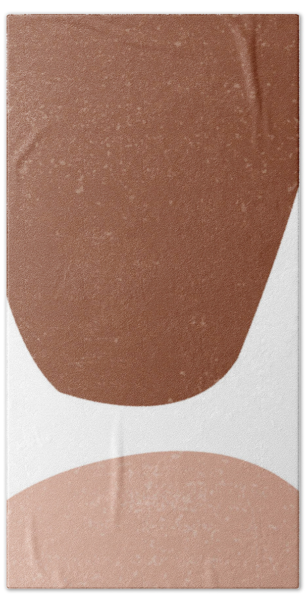 Terracotta Hand Towel featuring the mixed media Terracotta Abstract 47 - Modern, Contemporary Art - Abstract Organic Shapes - Brown, Burnt Sienna by Studio Grafiikka