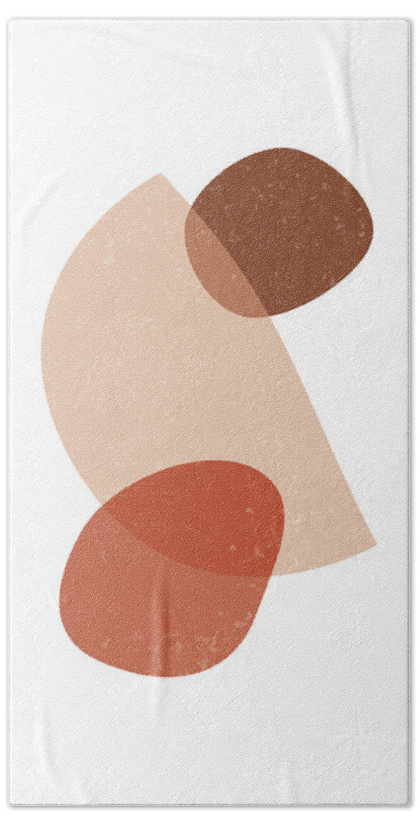 Terracotta Hand Towel featuring the mixed media Terracotta Abstract 62 - Modern, Contemporary Art - Abstract Organic Shapes - Minimal - Brown by Studio Grafiikka