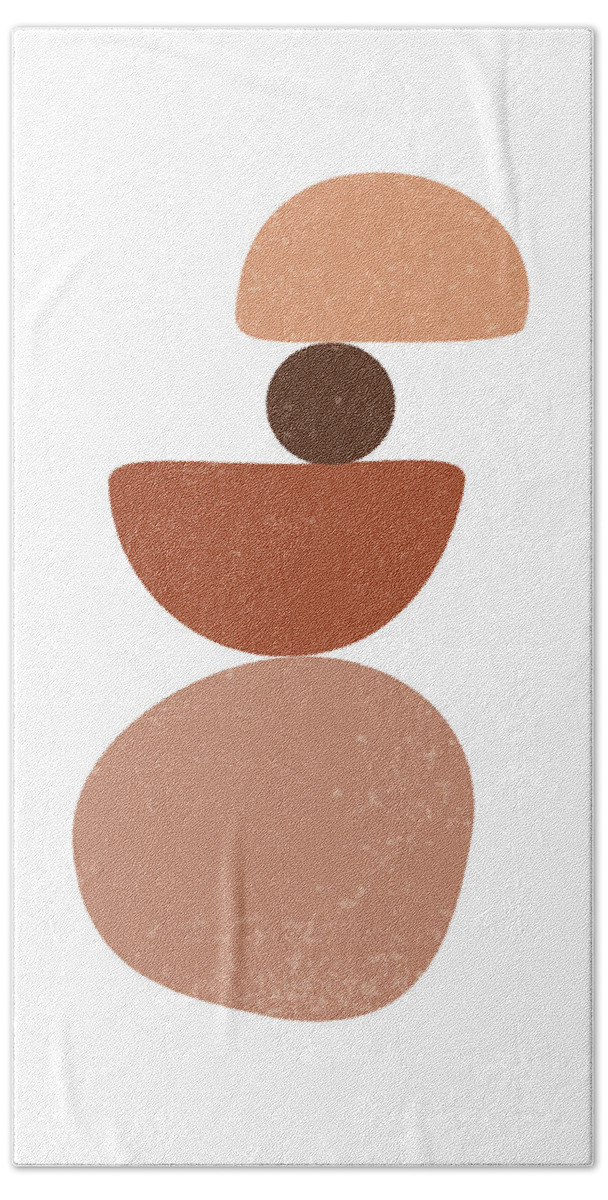 Terracotta Hand Towel featuring the mixed media Terracotta Abstract 65 - Modern, Contemporary Art - Abstract Organic Shapes - Minimal - Brown by Studio Grafiikka