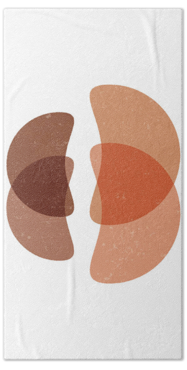 Terracotta Hand Towel featuring the mixed media Terracotta Abstract 67 - Modern, Contemporary Art - Abstract Organic Shapes - Minimal - Brown by Studio Grafiikka