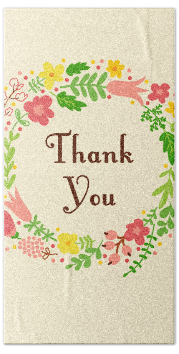 Thank You Card Hand Towel featuring the digital art Thank you card by Madame Memento