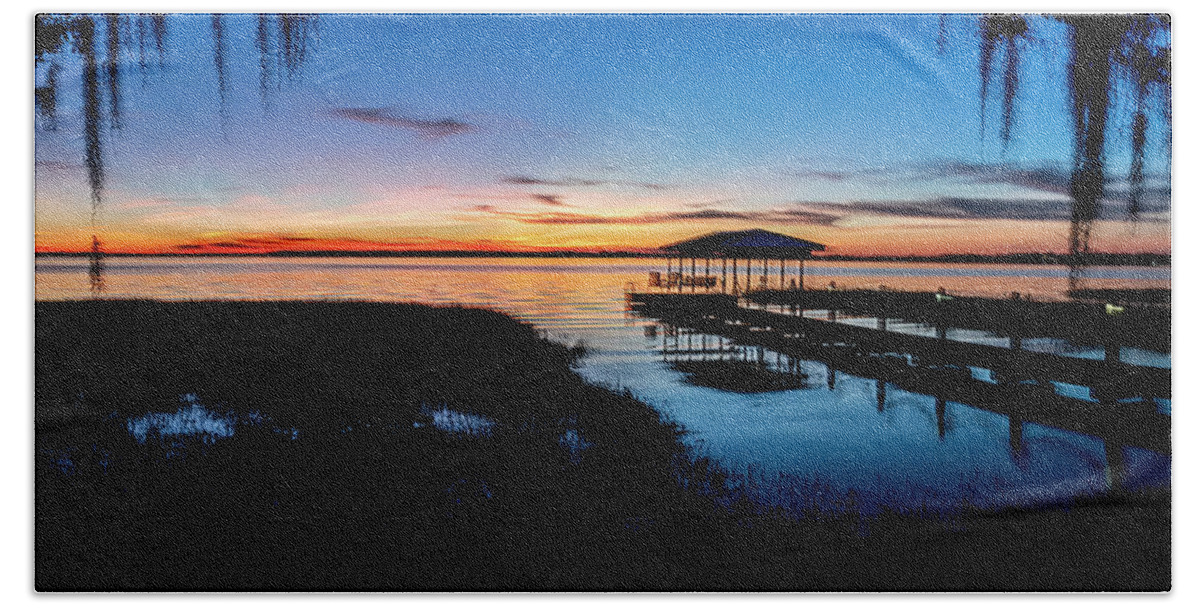2019-11-27 Bath Towel featuring the photograph Thanksgiving Sunset Over Lake Minneola Florida by Phil And Karen Rispin