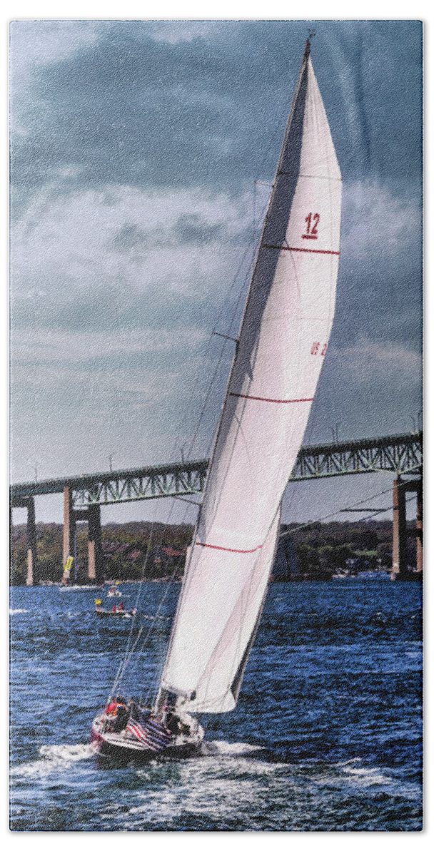 Usa Hand Towel featuring the photograph The 12 Newport Rhode Island by Tom Prendergast