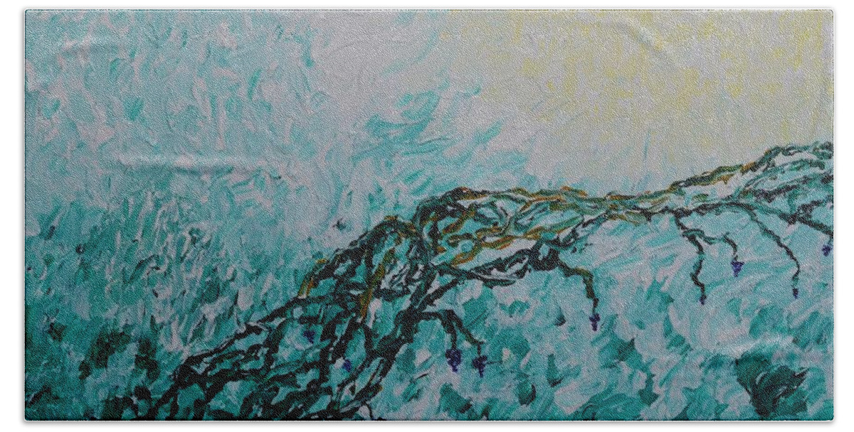  Bath Towel featuring the painting The Abstract Vineyard by Christina Knight