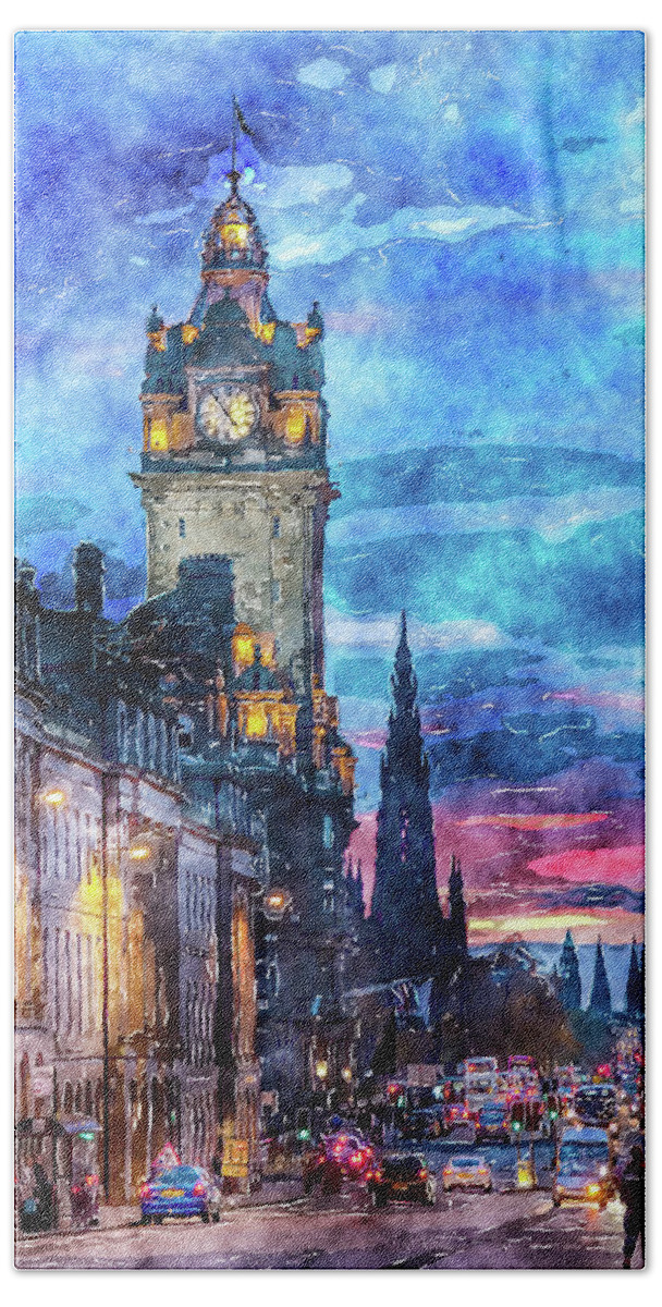 The Balmarol Bath Towel featuring the digital art The Balmarol Edinburgh Scotland by SnapHappy Photos