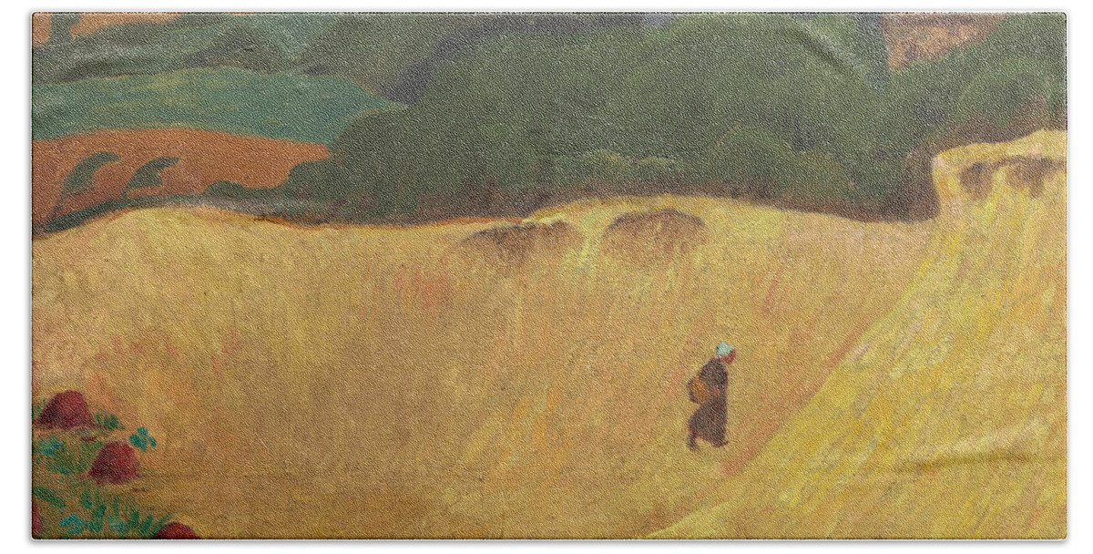 19th Century Artists Bath Towel featuring the painting The Beach of Les Grands Sables at Le Pouldu by Paul Serusier