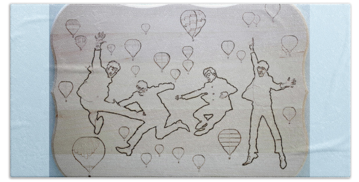 Pyrography Bath Towel featuring the pyrography The Beatles - Real Love by Sean Connolly
